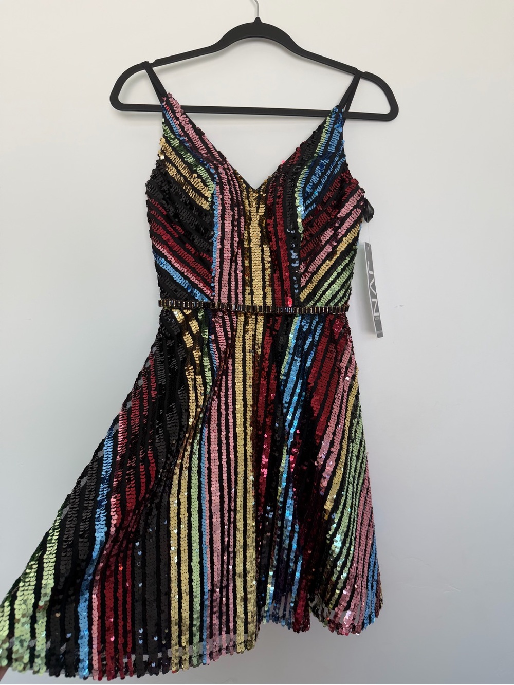 Jovani Multicolor Sequin Stripe Party Dress Size 0